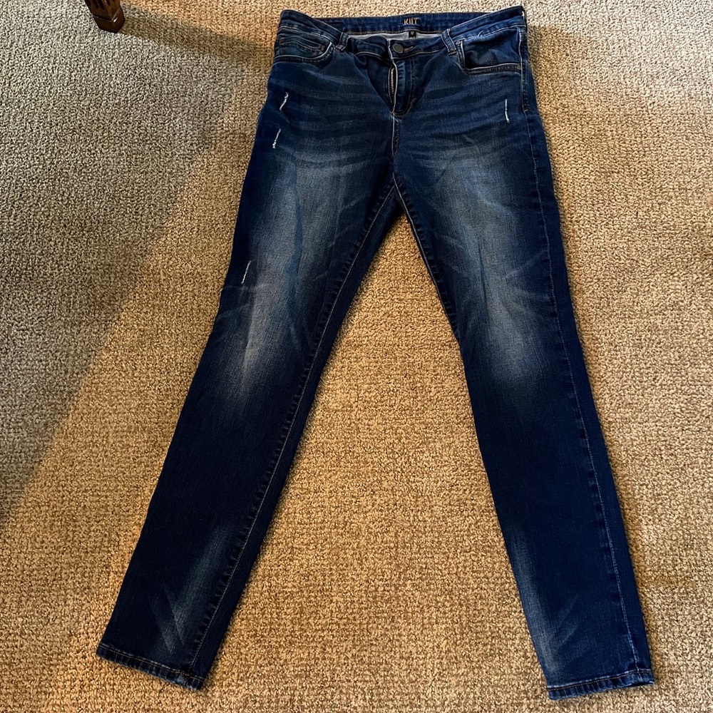 Kut from the Kloth straight leg jeans with distressing. Size 12